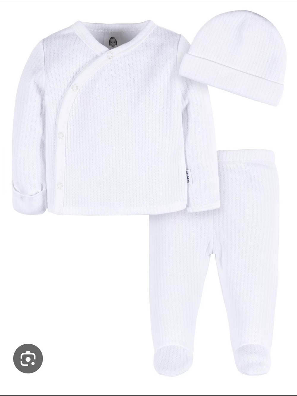 Gerber White 3-Piece Baby Matching Set